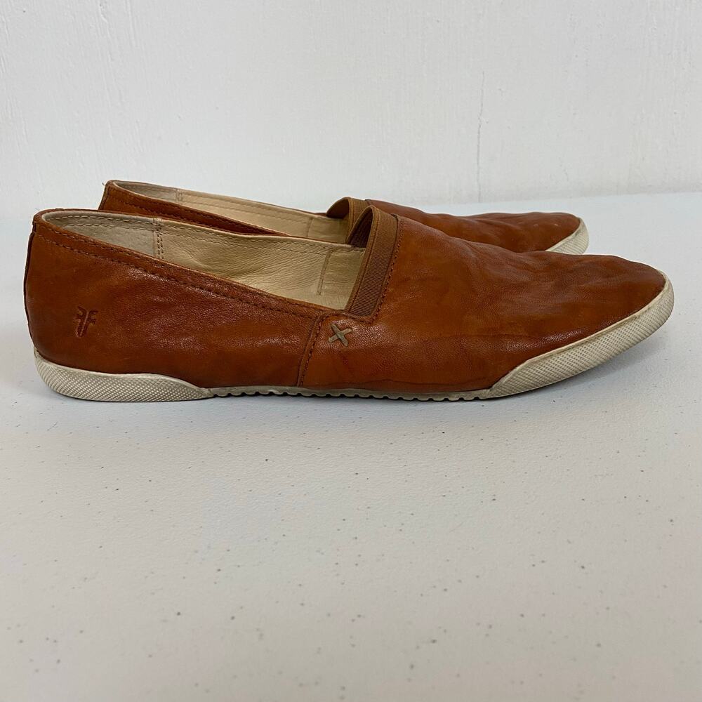 FRYE Melanie Cognac Leather Slip On Flats Ballet Casual Comfort Loafers Size 8.5